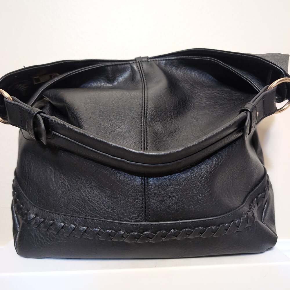 Braided Trim Faux Leather Shoulder Bag Boho